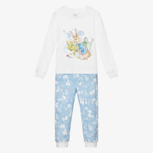 Peter Rabbit™ by Childrensalon-Boys White & Blue Pyjama Set | Childrensalon Outlet