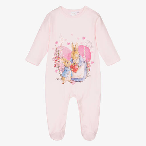 Peter Rabbit™ by Childrensalon-Girls Pink Cotton Babysuit  | Childrensalon Outlet
