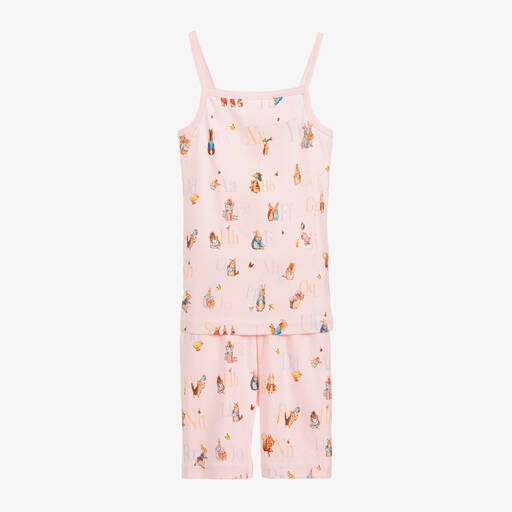 Peter Rabbit™ by Childrensalon-Girls Pink Cotton Jersey Short Pyjamas  | Childrensalon Outlet