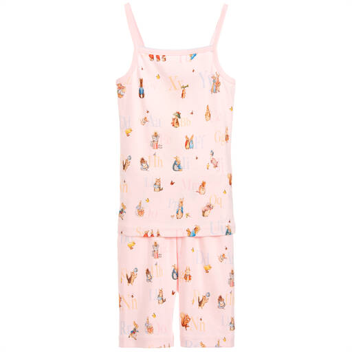 Peter Rabbit™ by Childrensalon-Girls Pink Cotton Jersey Short Pyjamas  | Childrensalon Outlet