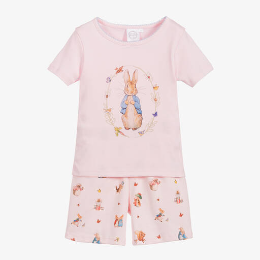 Peter Rabbit™ by Childrensalon-Girls Pink Cotton Short Pyjamas | Childrensalon Outlet