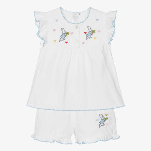 Peter Rabbit™ by Childrensalon-ملابس نوم بيضاء مطرزة للبنات | Childrensalon Outlet