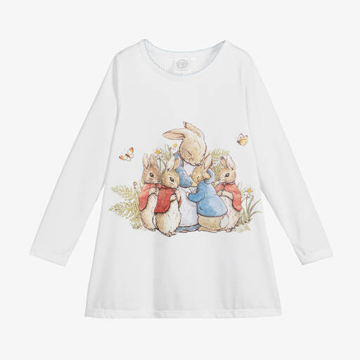 Peter Rabbit™ by Childrensalon-قميص نوم جيرسي لون أبيض للبنات | Childrensalon Outlet