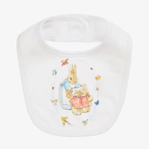 Peter Rabbit™ by Childrensalon-White Cotton Jersey Baby Bib  | Childrensalon Outlet