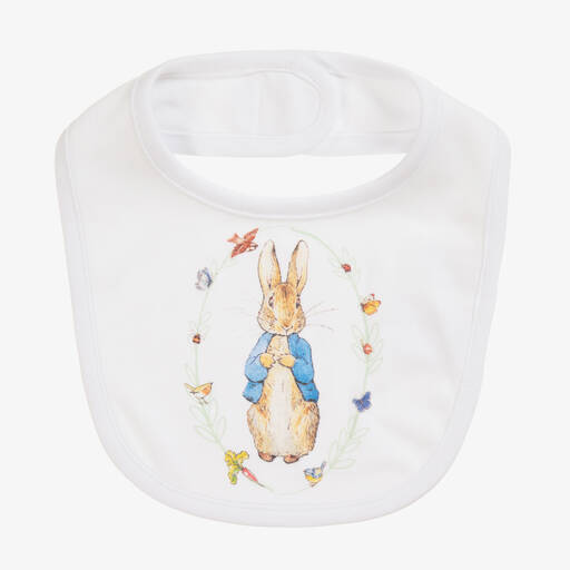 Peter Rabbit™ by Childrensalon-White Cotton Jersey Baby Bib  | Childrensalon Outlet