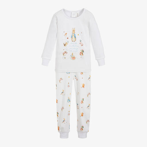 Peter Rabbit™ by Childrensalon-White Cotton Jersey Pyjamas | Childrensalon Outlet