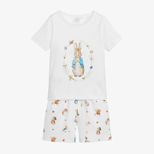 Peter Rabbit™ by Childrensalon-Weißer kurzer Baumwoll-Schlafanzug | Childrensalon Outlet