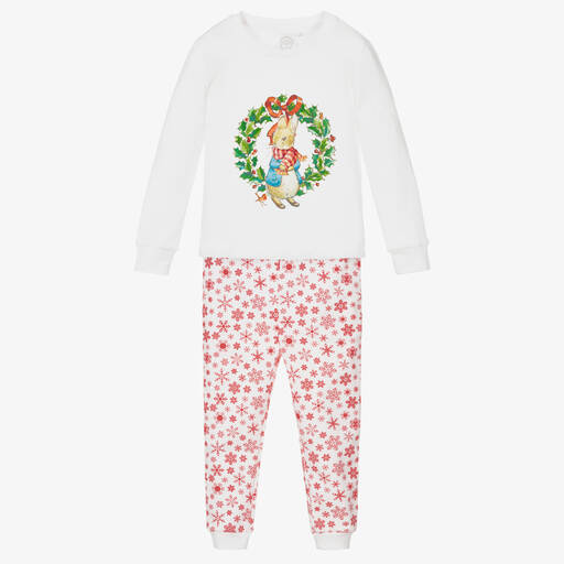 Peter Rabbit™ by Childrensalon-White & Red Cotton Christmas Pyjamas | Childrensalon Outlet