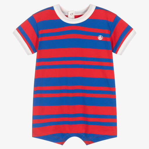 Petit Bateau-Baby Boys Red & Blue Breton Stripe Shortie | Childrensalon Outlet