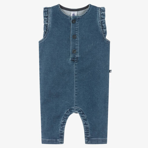 Petit Bateau-Baby Girls Blue Denim Dungarees | Childrensalon Outlet