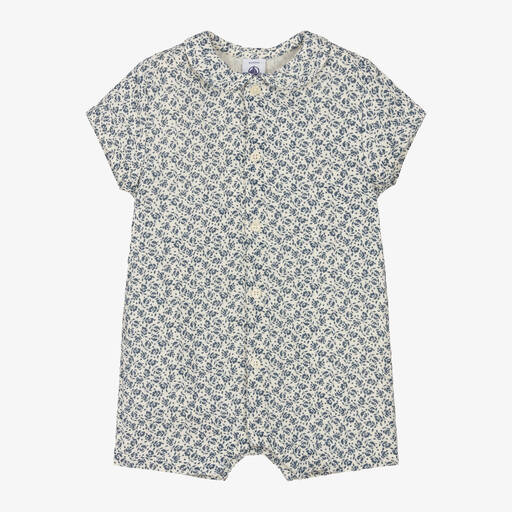 Petit Bateau-Baby Girls Ivory & Blue Cotton Shortie | Childrensalon Outlet