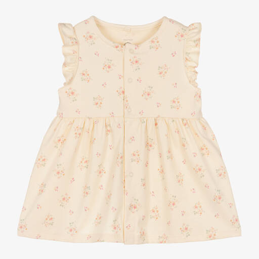 Petit Bateau-Baby Girls Ivory Cotton Floral Dress | Childrensalon Outlet