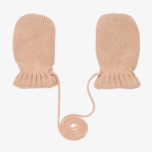 Petit Bateau-Baby Girls Pink Knitted Mittens | Childrensalon Outlet
