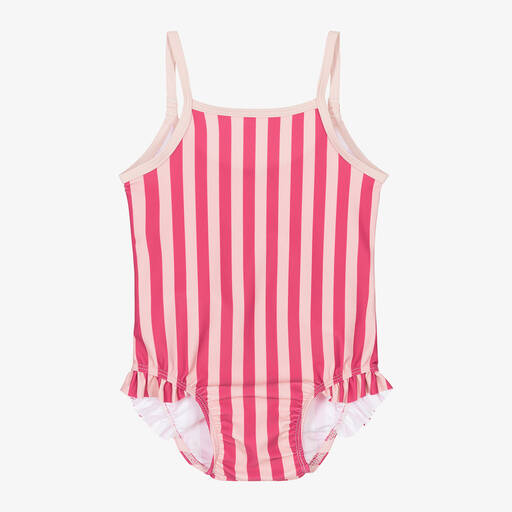 Petit Bateau-Baby Girls Pink Striped Swimsuit | Childrensalon Outlet