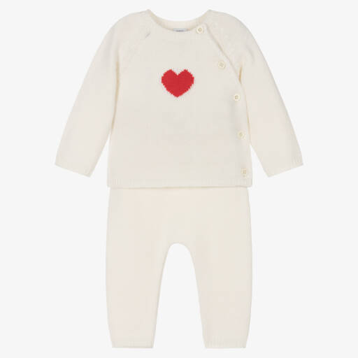 Petit Bateau-Baby Ivory Wool Knit Trousers Set | Childrensalon Outlet