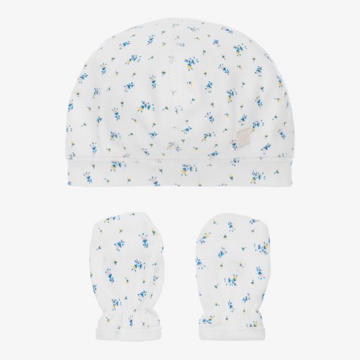 Petit Bateau-Baby White Hat & Mittens Set | Childrensalon Outlet