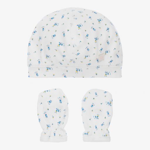 Petit Bateau-Baby White Hat & Mittens Set | Childrensalon Outlet