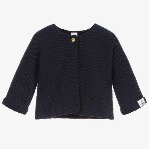 Petit Bateau-Blue Knitted Baby Cardigan | Childrensalon Outlet