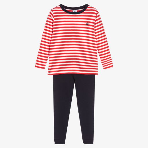 Petit Bateau-Blue & Red Striped Pyjamas | Childrensalon Outlet