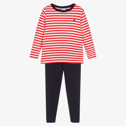 Petit Bateau-Blue & Red Striped Pyjamas | Childrensalon Outlet