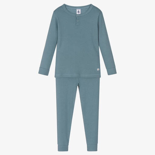 Petit Bateau-بيجاما ليوسيل جيرسي مضلع لون أزرق | Childrensalon Outlet