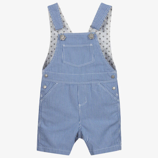 Petit Bateau-Blue Striped Cotton Dungarees | Childrensalon Outlet