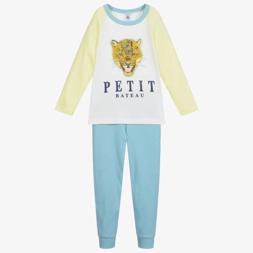 Petit Bateau-Pyjama bleu et jaune en coton | Childrensalon Outlet