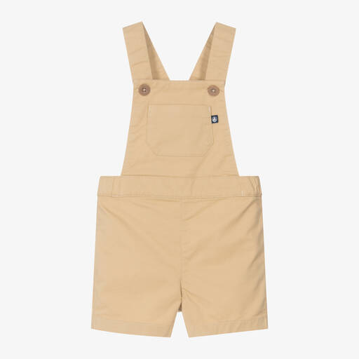 Petit Bateau-Boys Beige Cotton Dungaree Shorts | Childrensalon Outlet