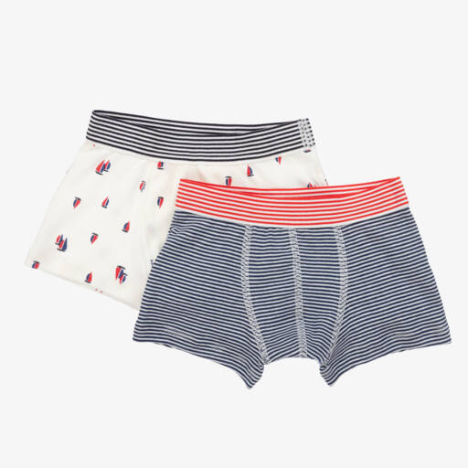Petit Bateau-Boys Cotton Blue Boxer Set | Childrensalon Outlet