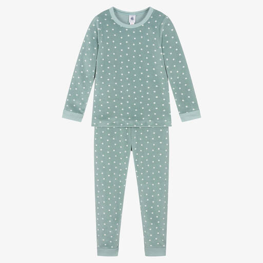 Petit Bateau-Boys Green Velour Pyjamas | Childrensalon Outlet