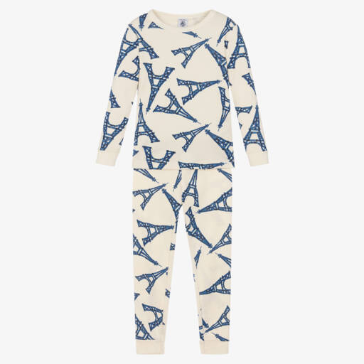 Petit Bateau-Boys Ivory Cotton Eiffel Tower Pyjamas | Childrensalon Outlet