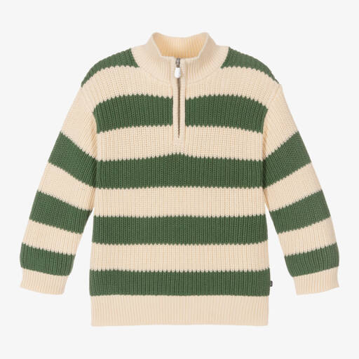 Petit Bateau-Boys Ivory Green Knit Jumper | Childrensalon Outlet