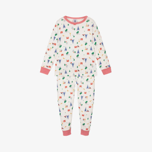 Petit Bateau-بيجاما قطن لون أبيض طبعة معالم باريس للأولاد | Childrensalon Outlet