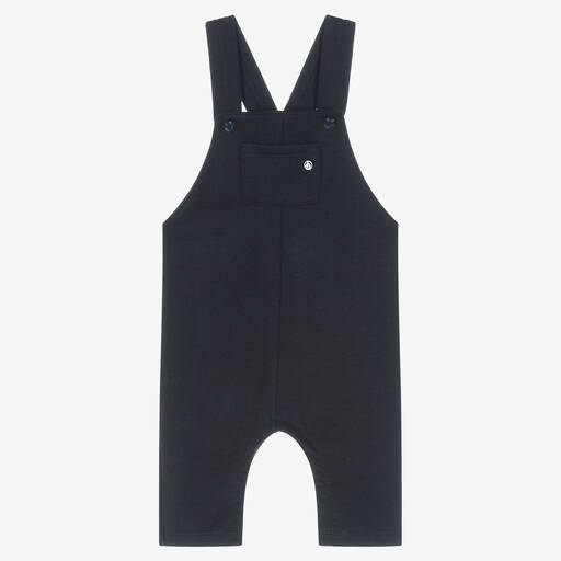 Petit Bateau-Boys Navy Blue Cotton Jersey Dungarees | Childrensalon Outlet
