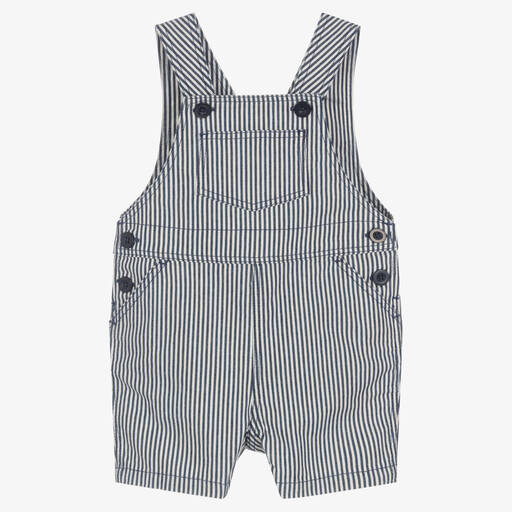 Petit Bateau-Boys Navy Blue Striped Dungarees | Childrensalon Outlet