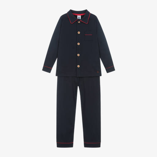 Petit Bateau-Boys Navy Cotton Nightwear Set | Childrensalon Outlet