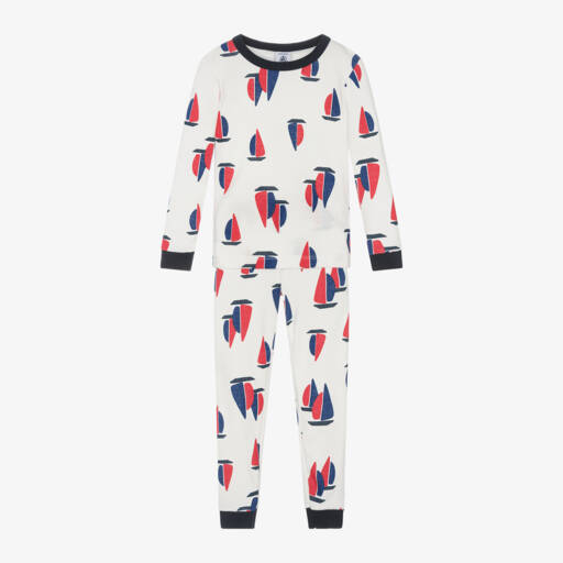 Petit Bateau-Boys Soft Ivory Sailboat Pyjamas | Childrensalon Outlet