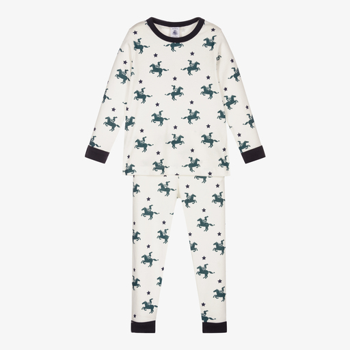 Petit Bateau-Boys White Cotton Pyjamas | Childrensalon Outlet