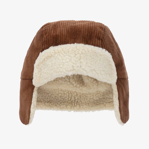 Petit Bateau-Brown Corduroy Trapper Hat | Childrensalon Outlet