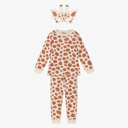 Petit Bateau-Girls Beige Giraffe Print Pyjamas | Childrensalon Outlet