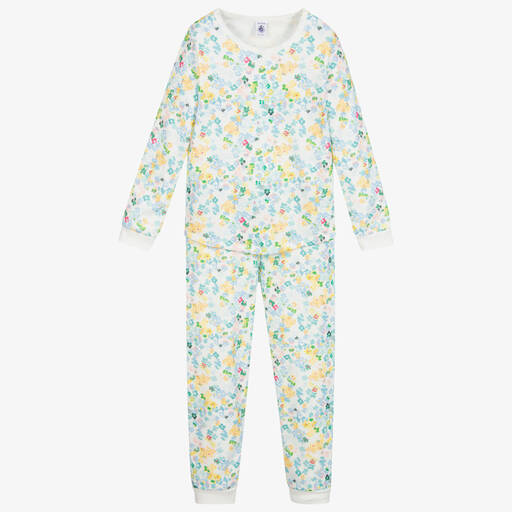 Petit Bateau-Girls Blue Floral Pyjamas  | Childrensalon Outlet
