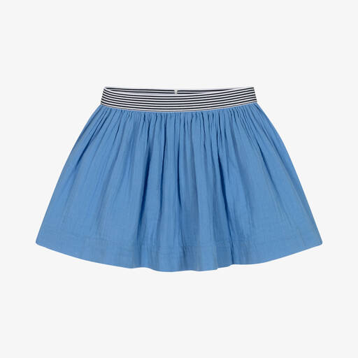 Petit Bateau-Girls Blue Organic Cheesecloth Skirt | Childrensalon Outlet