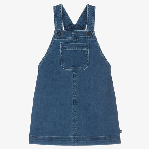 Petit Bateau-Girls Blue Organic Cotton Dungaree Dress | Childrensalon Outlet