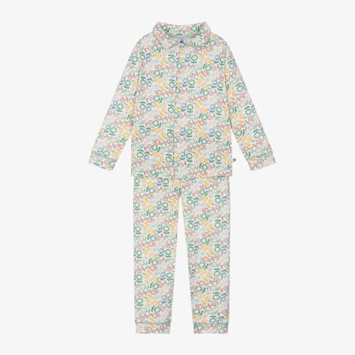 Petit Bateau-بيجاما بطبعة ورود قطن عضوي لون عاجي | Childrensalon Outlet