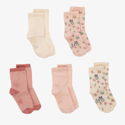 Petit Bateau-Girls Floral Pink & Ivory Socks Set | Childrensalon Outlet