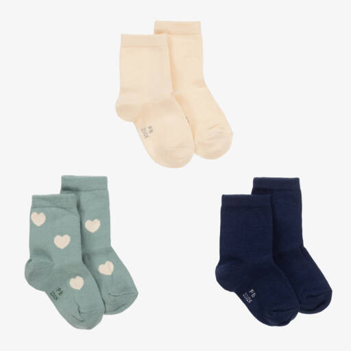 Petit Bateau-Girls Green & Ivory Cotton Socks Set | Childrensalon Outlet