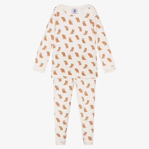 Petit Bateau-Girls Ivory & Brown Pyjamas | Childrensalon Outlet