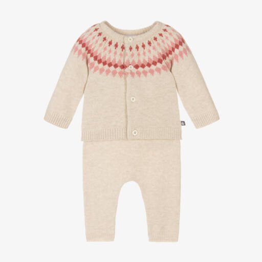 Petit Bateau-Girls Ivory Fairisle Knit Set | Childrensalon Outlet