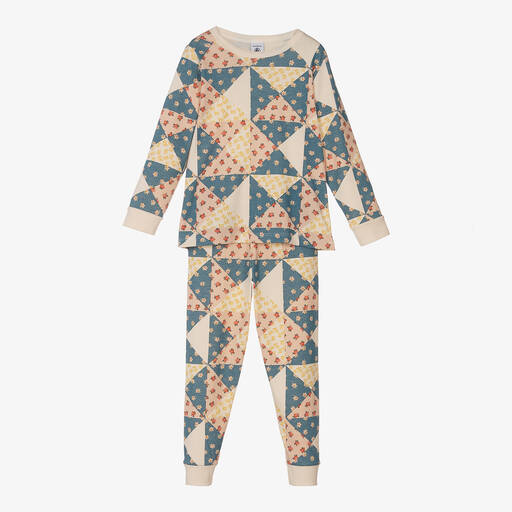 Petit Bateau-Girls Ivory Floral Cotton Pyjamas | Childrensalon Outlet