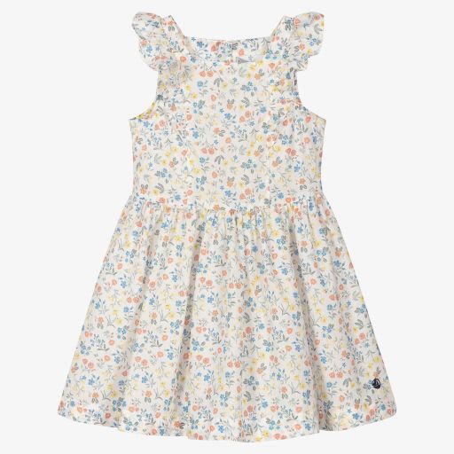 Petit Bateau-Girls Ivory Floral Dress | Childrensalon Outlet